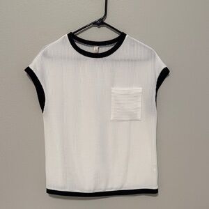 White and Black Short Sleeve Top